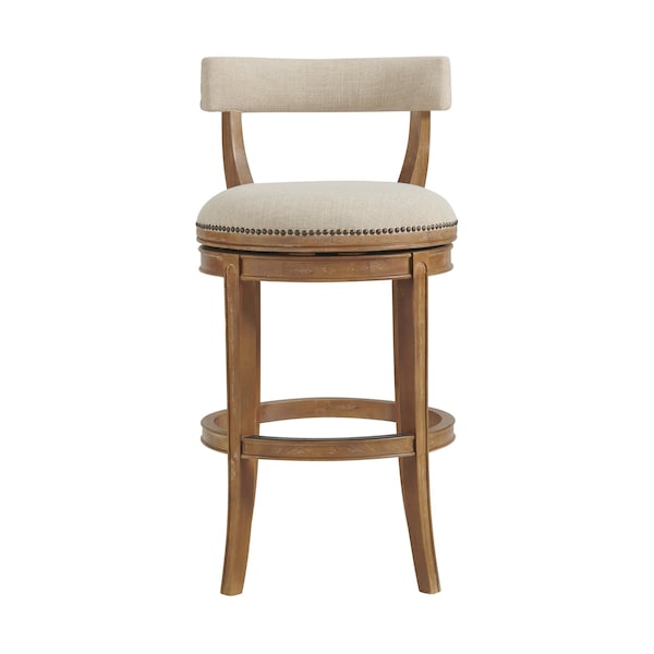 Alaterre Furniture Hanover Swivel Bar Height Bar Stool, Weathered Brown and Beige ANHN04FDC - main